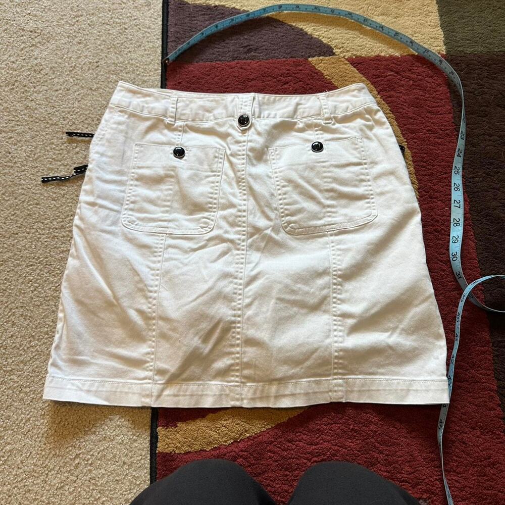 larry levine skort white mini skirt with built in shorts Y2K early 2000s bow - Picture 6 of 6
